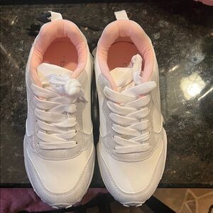 bebe White Sneakers with Pink Interior Trim